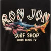 A graphic of a colorful shark with the text Ron Jon Surf Shop, Cocoa Beach, FL displayed in bold, stylized letters on a black background.