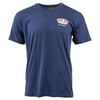 Blue T-shirt with a small logo on the upper left chest reading Ron Jon Surf Shop Cocoa Beach.