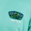 Close-up of a teal T-shirt with a Ron Jon Surf Shop logo and Ocean City, MD text.