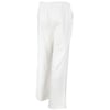White, loose-fitting pants with an elastic waistband, shown from a rear side angle against a plain background.