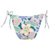 Floral bikini bottom with pink, yellow, and blue flowers, featuring side ties for adjustment.