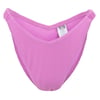 Pink bikini bottom with zigzag textured fabric and a visible care label on the back.