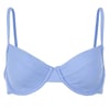 Light blue underwire bikini top with thin straps, featuring a subtle textured pattern.