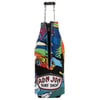 A glass bottle with a colorful neoprene sleeve featuring a zipper and a Ron Jon Surf Shop logo on the front.