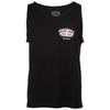 A black sleeveless tank top with a small Ron Jon Surf Shop, Cocoa Beach logo patch on the upper left chest.