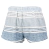 Blue and white striped shorts with an elastic waistband, featuring a woven texture.