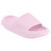 A pink rubber slide sandal with a textured upper and open toe design.