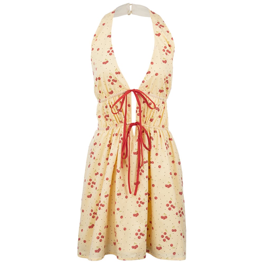 cherry print halter dress Bailey Rose Tie Top WEDDING GUEST