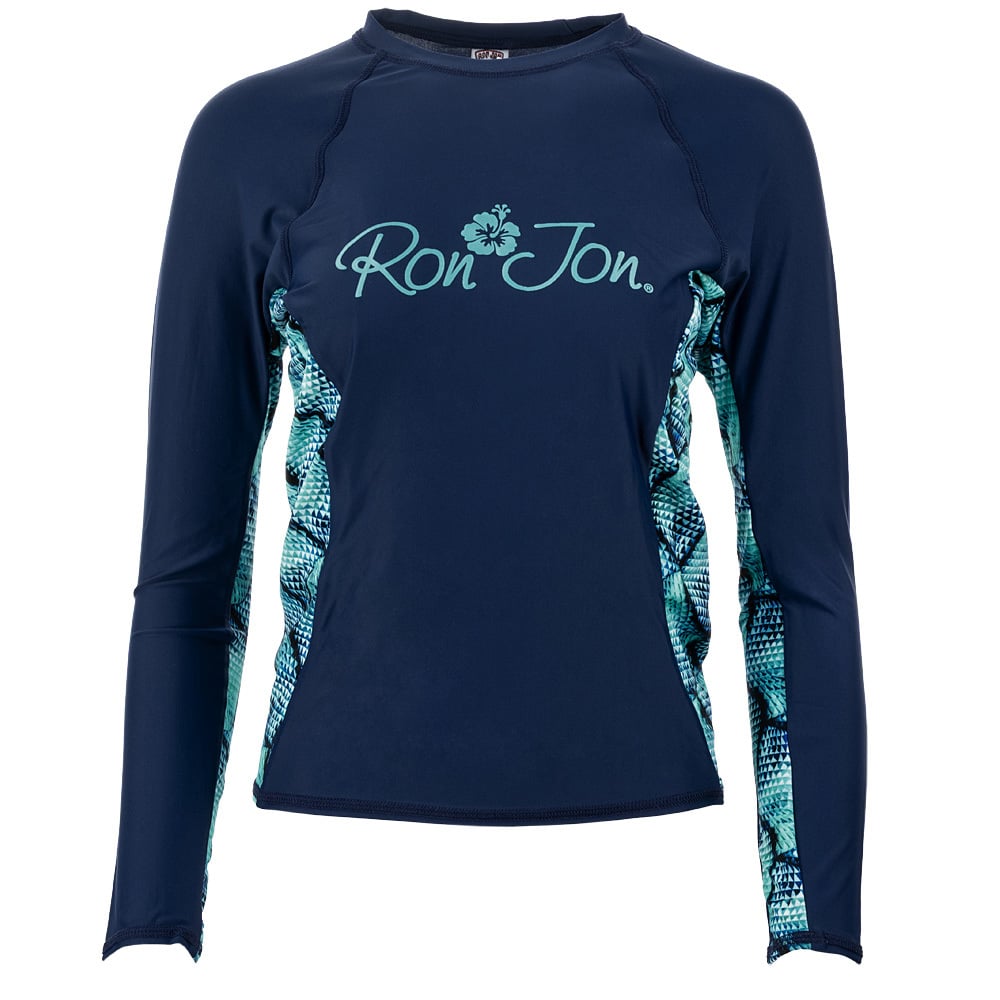Ron Jon Women's Navy/Aqua Long Sleeve Rashguard Swimwear Ron - Main Image