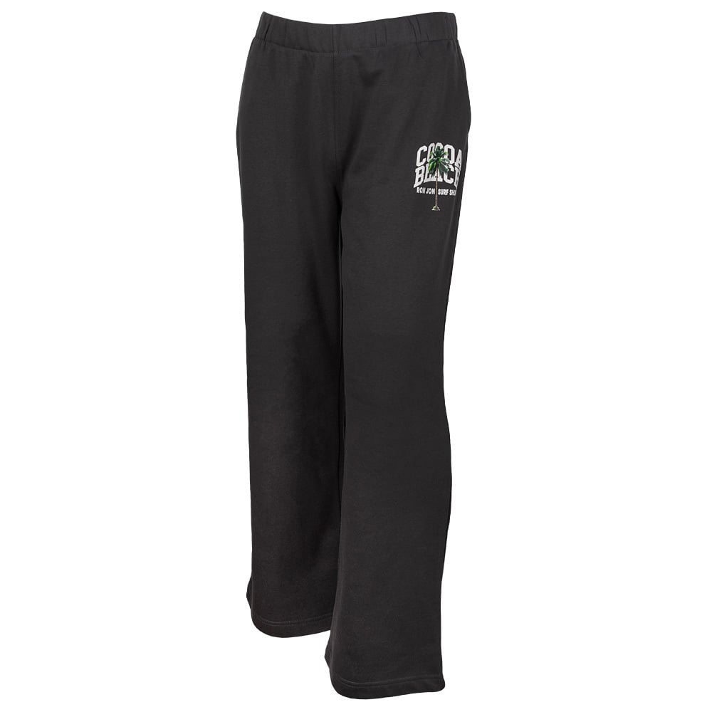 Black sweatpants with an elastic waistband and a logo that says Cocoa Beach.