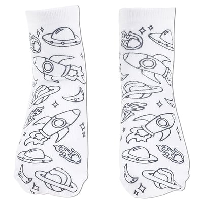 space adventure coloring socks front