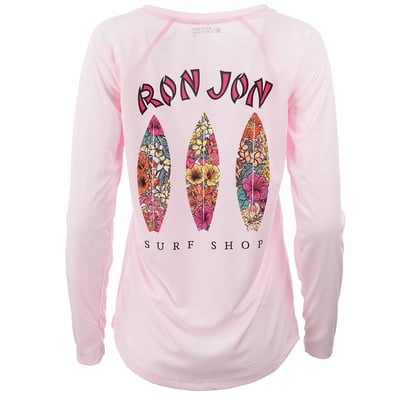 ron jon womens #floral surfboards v neck upf cocoa beach fl ltpink back