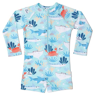 blue earth nymph oceanic baby rashguard suit front