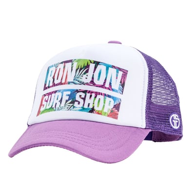ron jon grom squad tropics lavender white youth trucker hat front