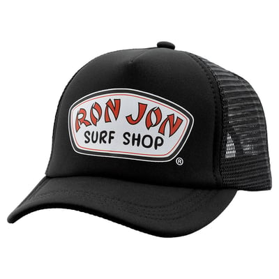 ron jon badge black foamie trucker hat front
