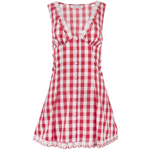 Sofie the Label Women's Red Gingham Lace Mini Dress Sofie the Label Women's Red Gingham Lace Mini Dress