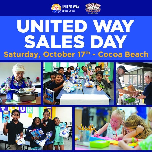 Flyer promoting United Way Space Coast's Sales Day in Cocoa Beach Florida on Saturday October 17th