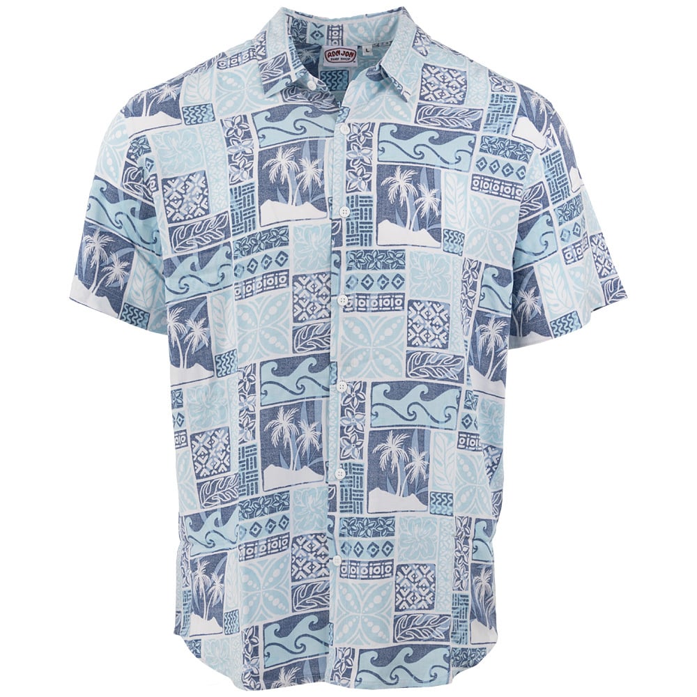 【ron.】Geometric Over Shirts Endless Summer Ron Jon Designer Blues Short Sleeve Shirt | Ron Jon