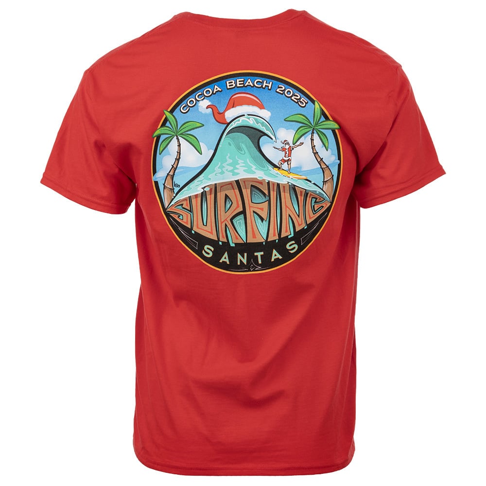 Surfing Santa 2025 Red Tee | Ron Jon Surf Shop