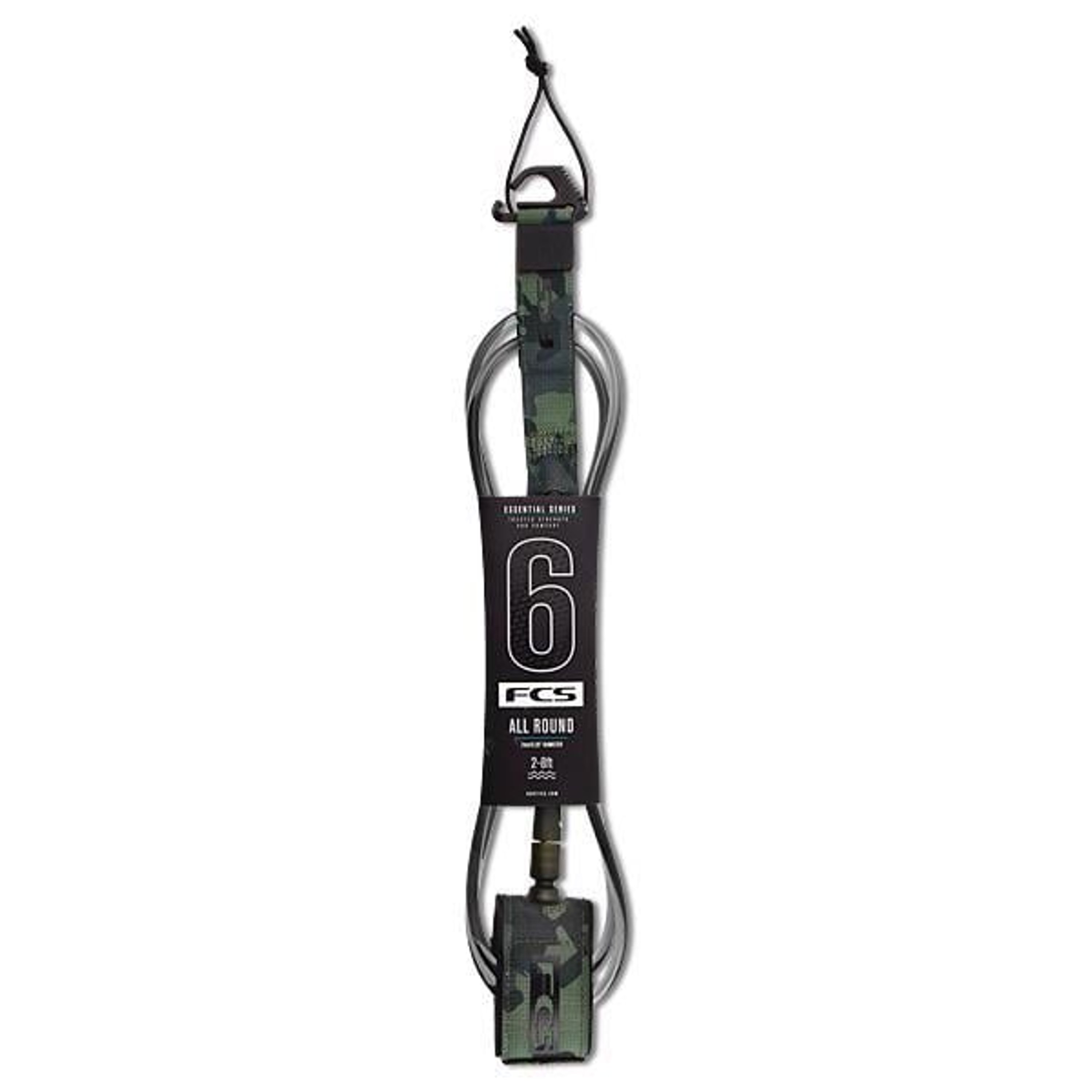 FCS 6 All Round Essential Series Camo Surfboard Leash Board