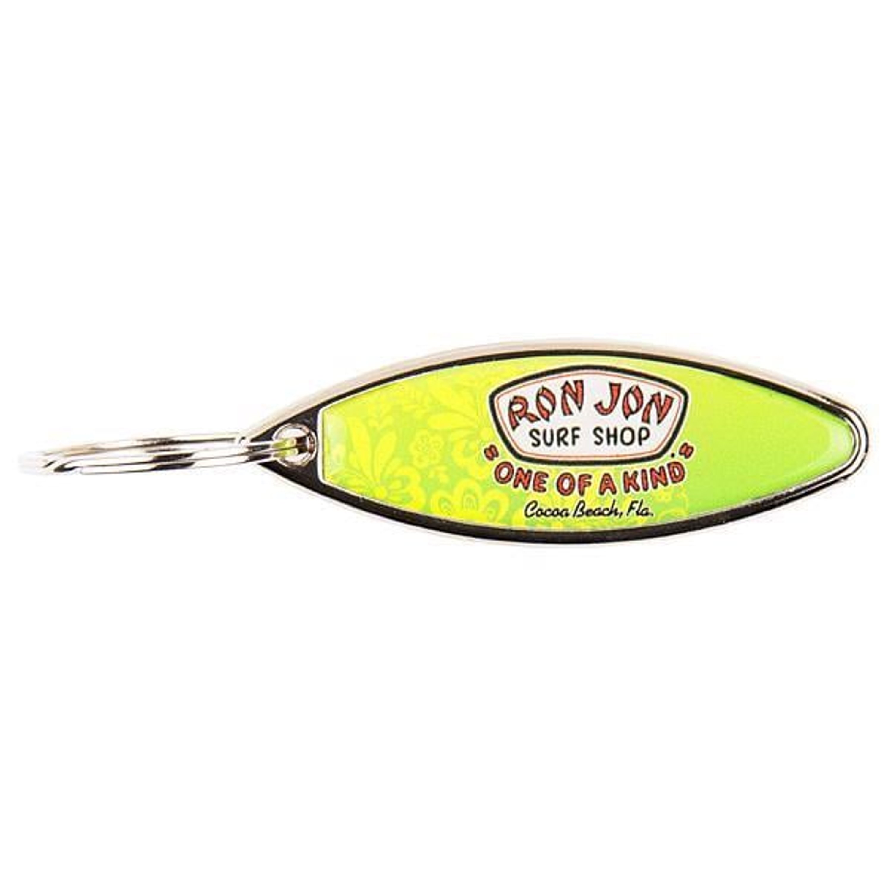 Ron Jon Green Hibiscus Surfboard Bottle Opener Keychain