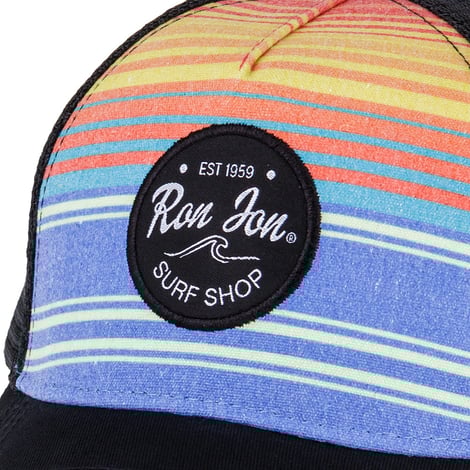 Ron Jon Black Stripe Patch Trucker Cap Accessories Ron Jon Surf Shop