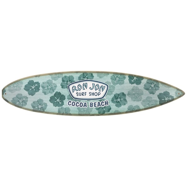Ron Jon Cocoa Beach FL Seafoam Hibiscus Badge Surfboard Sign