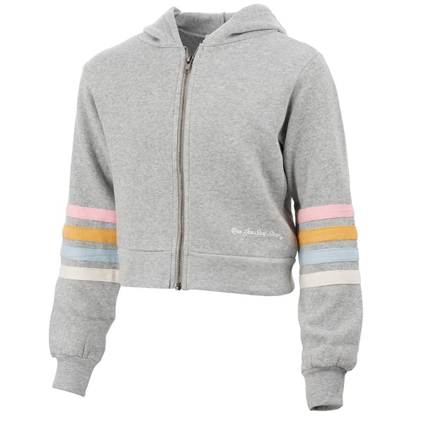 Ron Jon Kids Heather Grey Striped Zip Hoodie | Ron Jon Surf Shop