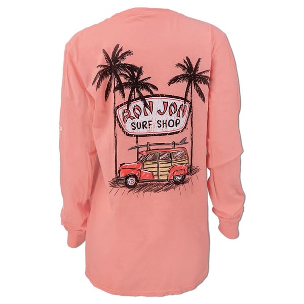 Ron Jon Women's Cocoa Beach FL Surfs Up Woody Long Sleeve Tee