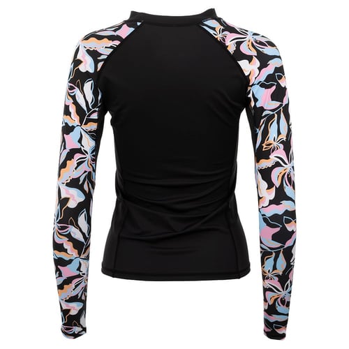 ★JILLSTUART★ Black long sleeve color blocking rash guard s 10380086000-ron-jon-womens-