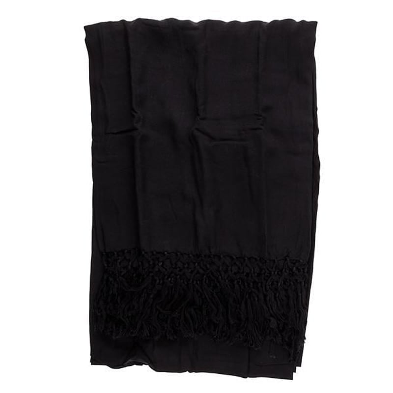 Black Batik Sarong With Fringe Womens Swimwear Cover Up Ron